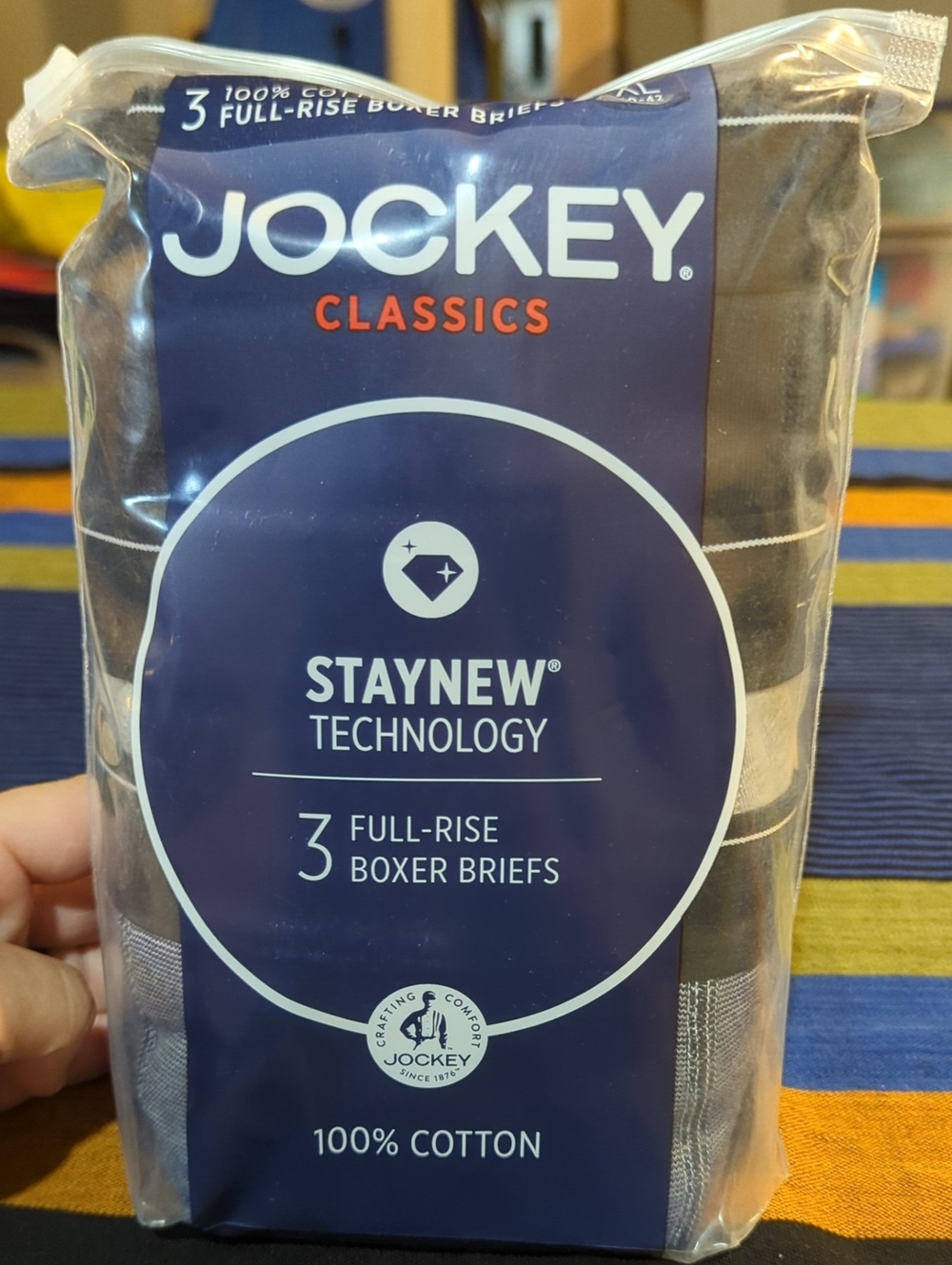 Jockey Classics Boxer Briefs XL - Navy, White & Gray Stripes
